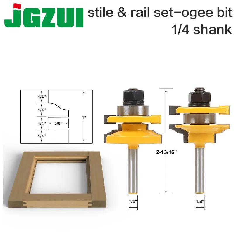 2 бит рельсы и стиль маршрутизатор Набор бит-1/" хвостовик дверной нож деревообрабатывающий режущий шип резак для деревообрабатывающих инструментов RCT