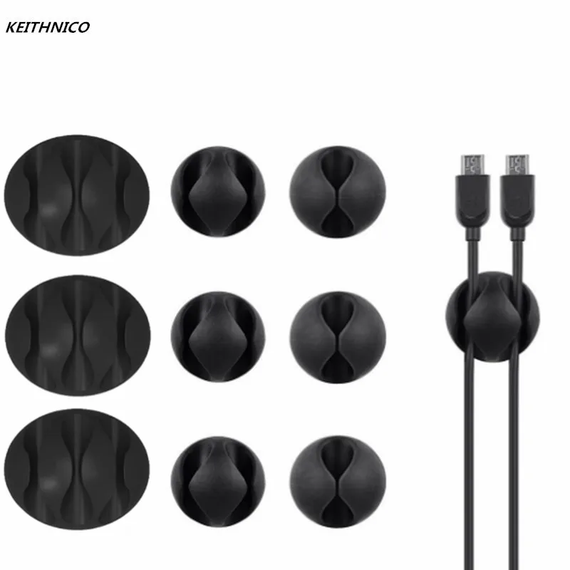 

KEITHNICO 6 Pieces Desktop Cable Clips Holders Cord Management System for Computer Charging and Mouse Cord Black