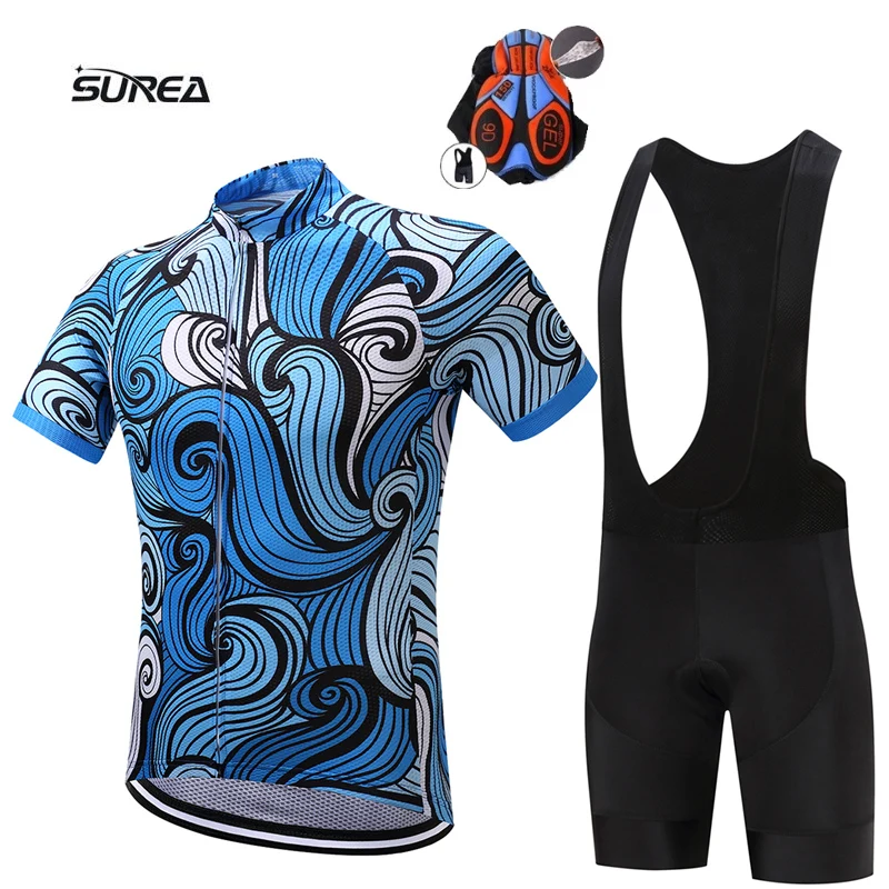 

SUREA summer cycling set 100% polyester mountain bike sportswear mens cycling jersey Maillot 2019