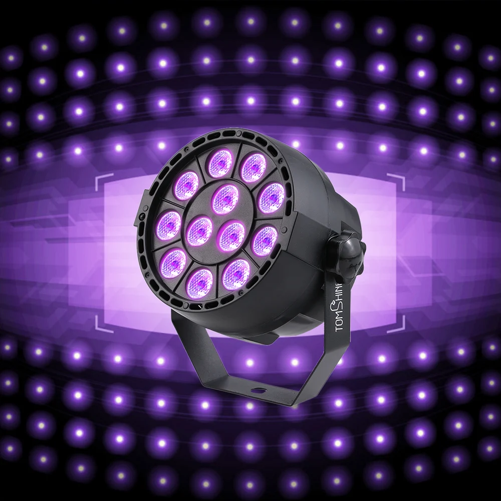 

Tomshine 15W 12 LEDs UV Stage Par Light AC110V-220V Auto Sound DMX512 Master-slave 8 Channels For Indoor KTV Pub Bar Wedding