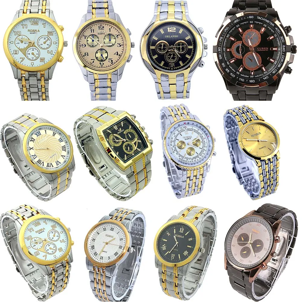 

10PCS/Lot, Mixed Bulk Wholesales Price Men Fashion Watches Stainless Steel Quartz Alloy Band Business Luxury Wristwatches NGT