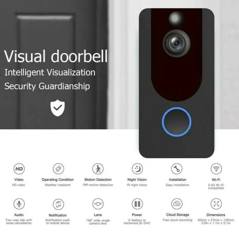 

1080P WiFi Video Doorbell Wireless Video Doorbell For Phone Intercom Remote