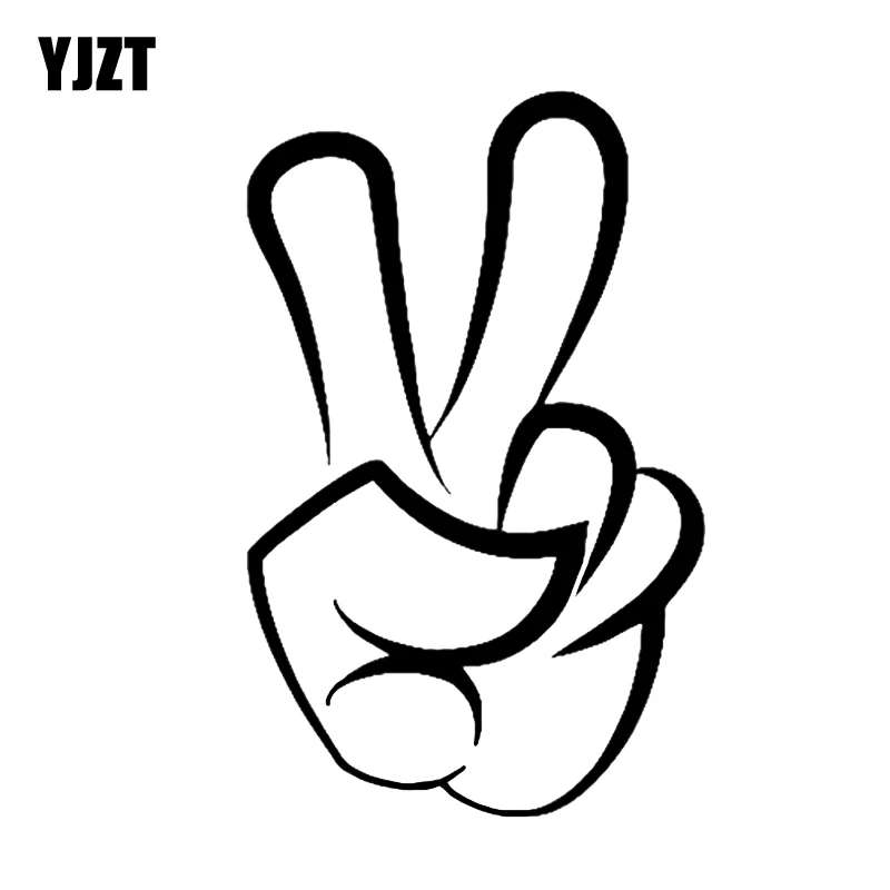 YJZT 10 2*16 2 см интересный V Peace Gesture фотографический черный серебристый