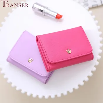 

Transer Women's Wallet Card Holder Wallets Crown Small Wallet Coin Purse Leather Purses short Card Holder A11*