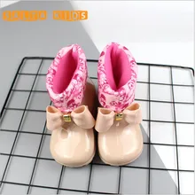 Waterproof Child Rubber Boots Jelly Soft Infant Shoe Girl Boots Baby Kids Rain Boots With Bow Girls Children Rain Shoeswarm BO40