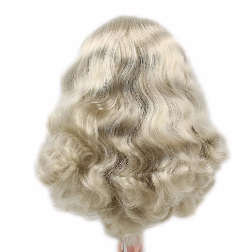 Wig Scalp Long For Blyth Hair Doll Curly Gray Silver 12"