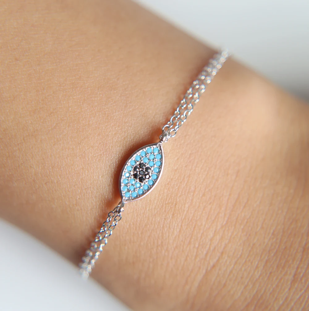 

Genuine 925 Sterling Silver cross flower Hand Enamel Evil Eye Bracelet For Women Unisex Daily Wearing turquoises Jewelry