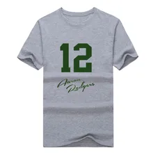 2017 New 100% Cotton green bay Aaron Rodgers signed 12 T-shirt funny packers T Shirt 0116-2
