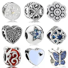 Винтажные панковские маленькие яблони, собаки, дерева, сердца, цветы, бусины, подвески, подходят для браслетов Пандора и браслетов для женщин, новая мода, сделай сам