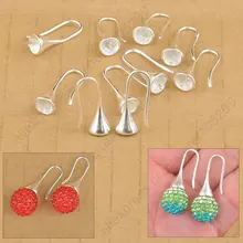 20 шт./лот, фурнитура для ювелирных изделий, 925 пробы, серебряные серьги под замшу, трубы, крючки для ушей, провода для бисера, кристалл