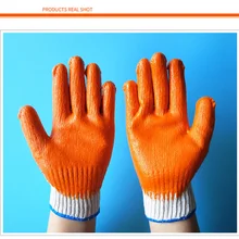 Рабочие страховые перчатки, семиконтактные плоские резиновые, толстые Нескользящие износостойкие работы, строительная площадка, резиновый для погружения перчатки