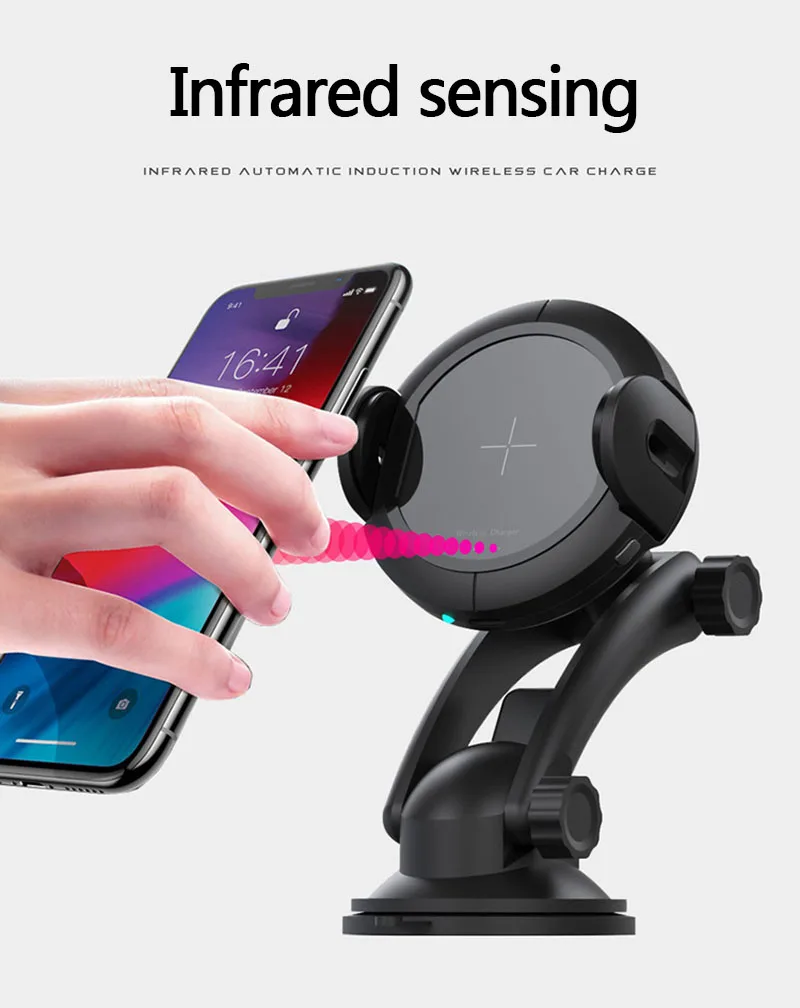 

Automatic Infrared Sensor Qi Wireless Charging Holder Fast Car Charger For iPhone Xs Max XR X 8 Xiaomi Huawei Samsung S9 S8