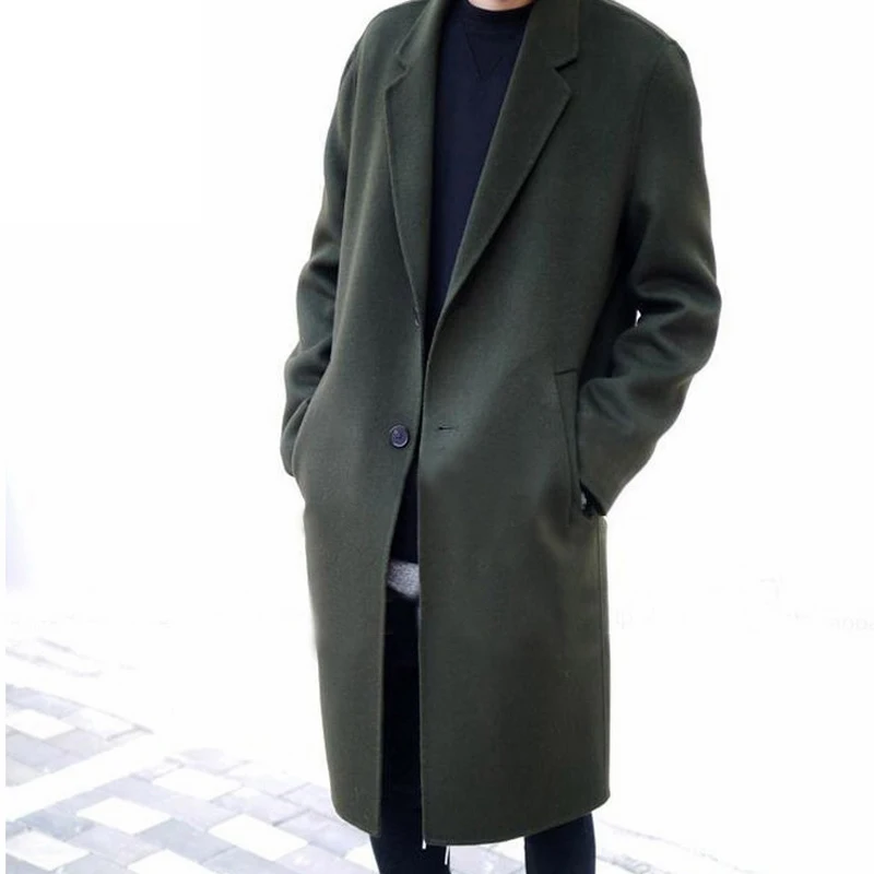50%-69% мужское кашемировое пальто с отложным воротником шерстяное пальто мужская зимняя куртка мужская длинная толстая мужская одежда новое пальто WUJ1090
