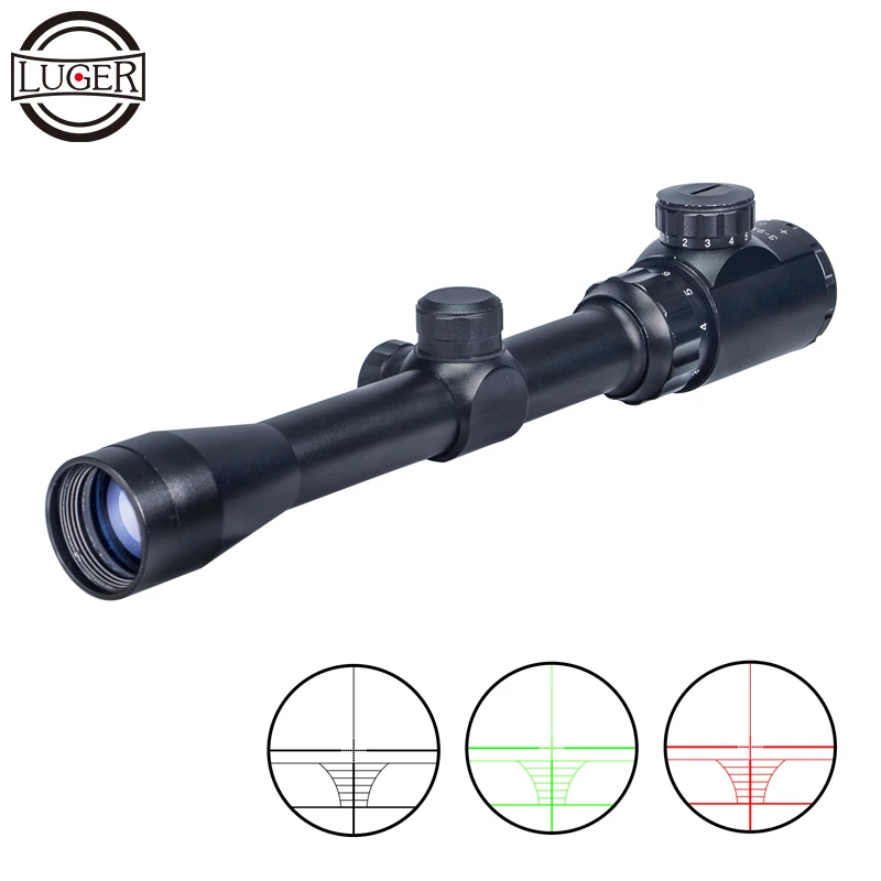 

LUGER 3-9x32E Hunting Optical Sight Riflescope Tactical Reticle Red Green Illuminated Scope Fits 11/20mm Rail Mount For Air Gun