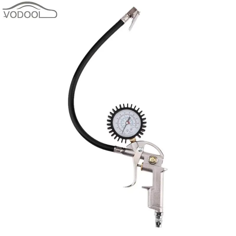 Lock On Chuck Flexible Hose Car Truck Air Pressure Inflator Gauge Pistol Auto Manometer Tyre