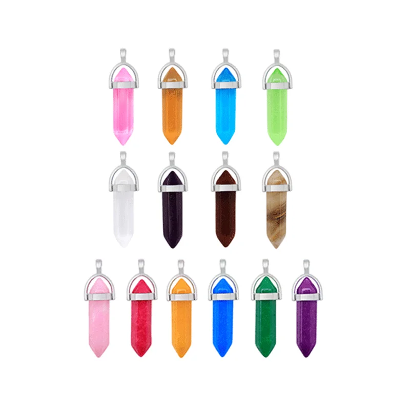 Hot Sale Hexagonal Column Necklaces Natural Crystal Pendants Colorful Stone Pendant Leather Chains Necklace for Women Gift | Украшения и