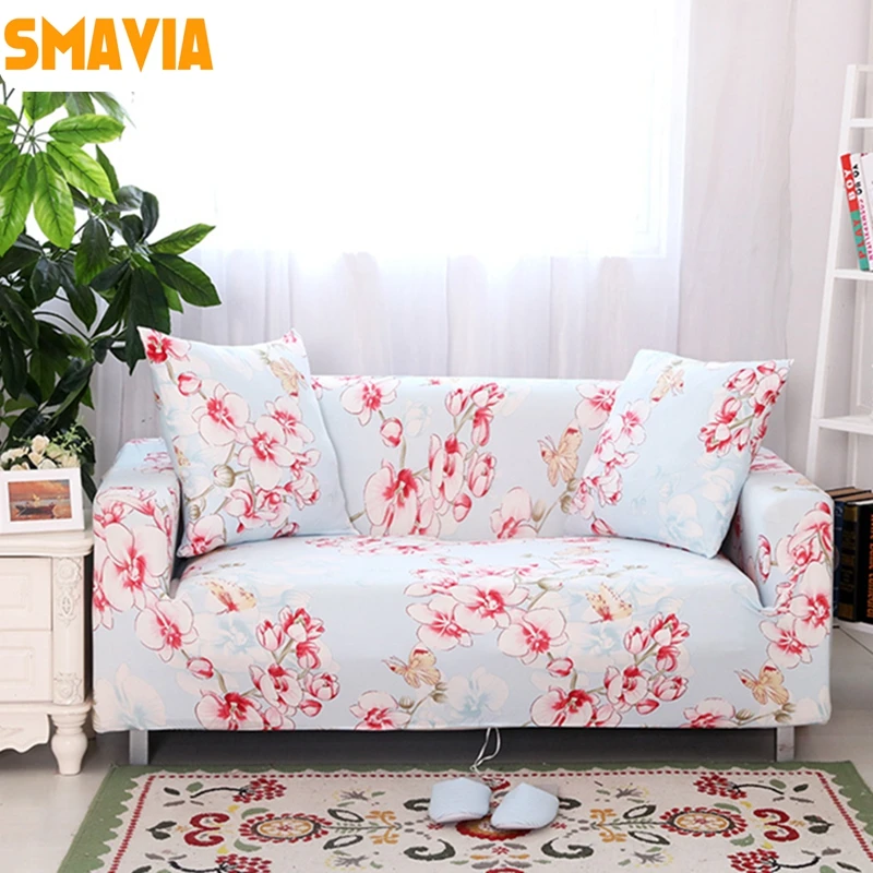SMAVIA Flowers Pattern Elasticity Sofa Cover 100 Polyester Stretch