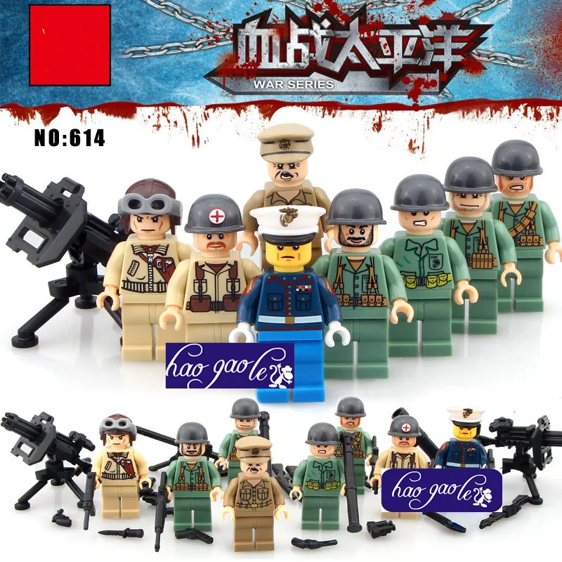 

HAOGAOLE 8PCS SY614 War World 2 The Pacific War Japan VS US Navy Army gifts Building Blocks Bricks Best Children Gift Toys