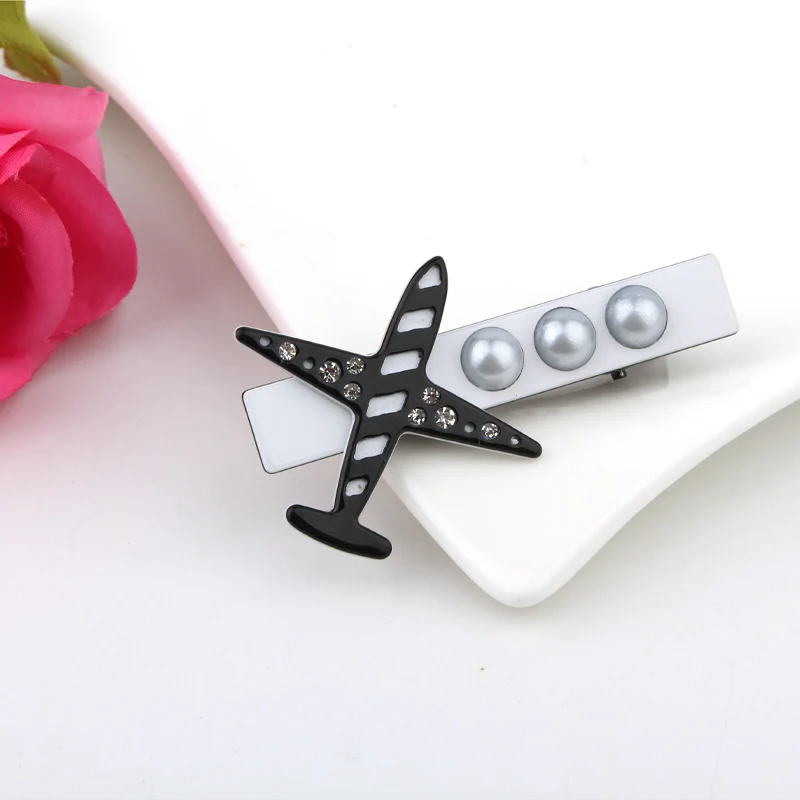

1PC Popular Simulated Pearl Hairwear Women Girls Stripe Airplane Hair Clip Hairpin For Kids Baby Hair Accessories Decorations
