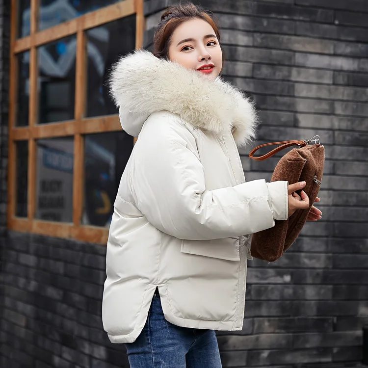 winter jacket women Large fur collar down wadded jacket female cotton ...