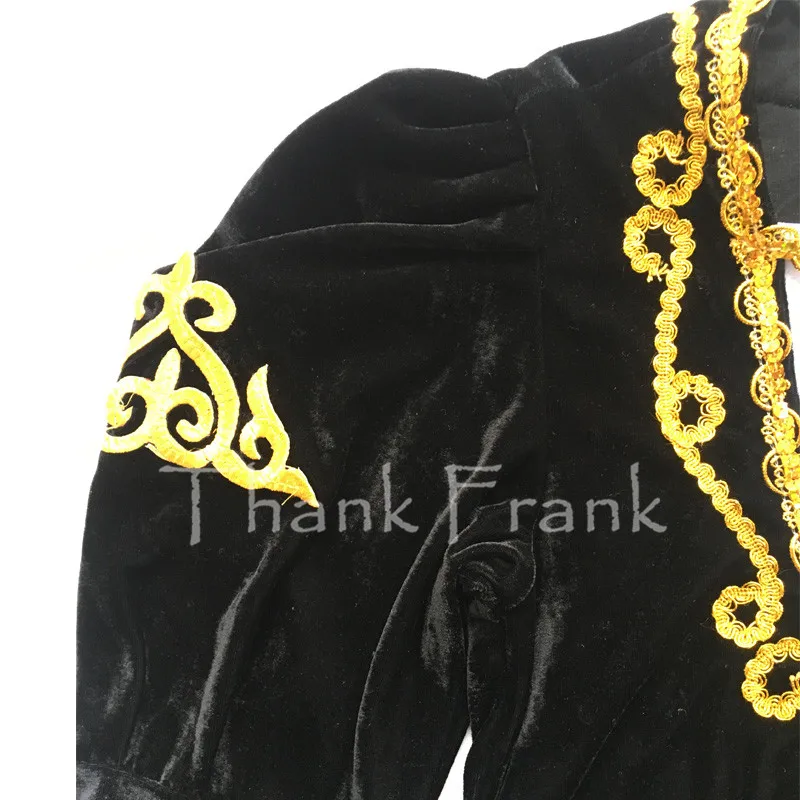 Boys Prince Ballet Top Custom Made Available Men Long Sleeve Gold Sequin Trim Dance Costume C414 -