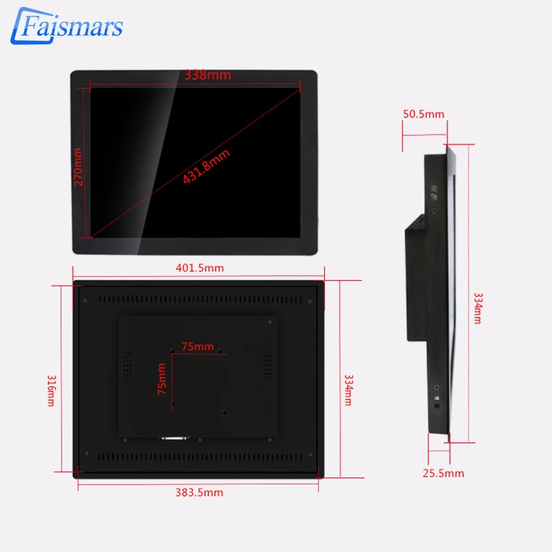 Faismars 17 дюймов резистивный сенсорный экран ЖК-монитор с HDMI интерфейсом 1" металлический чехол четырехпроводной сенсорный экран промышленный монитор