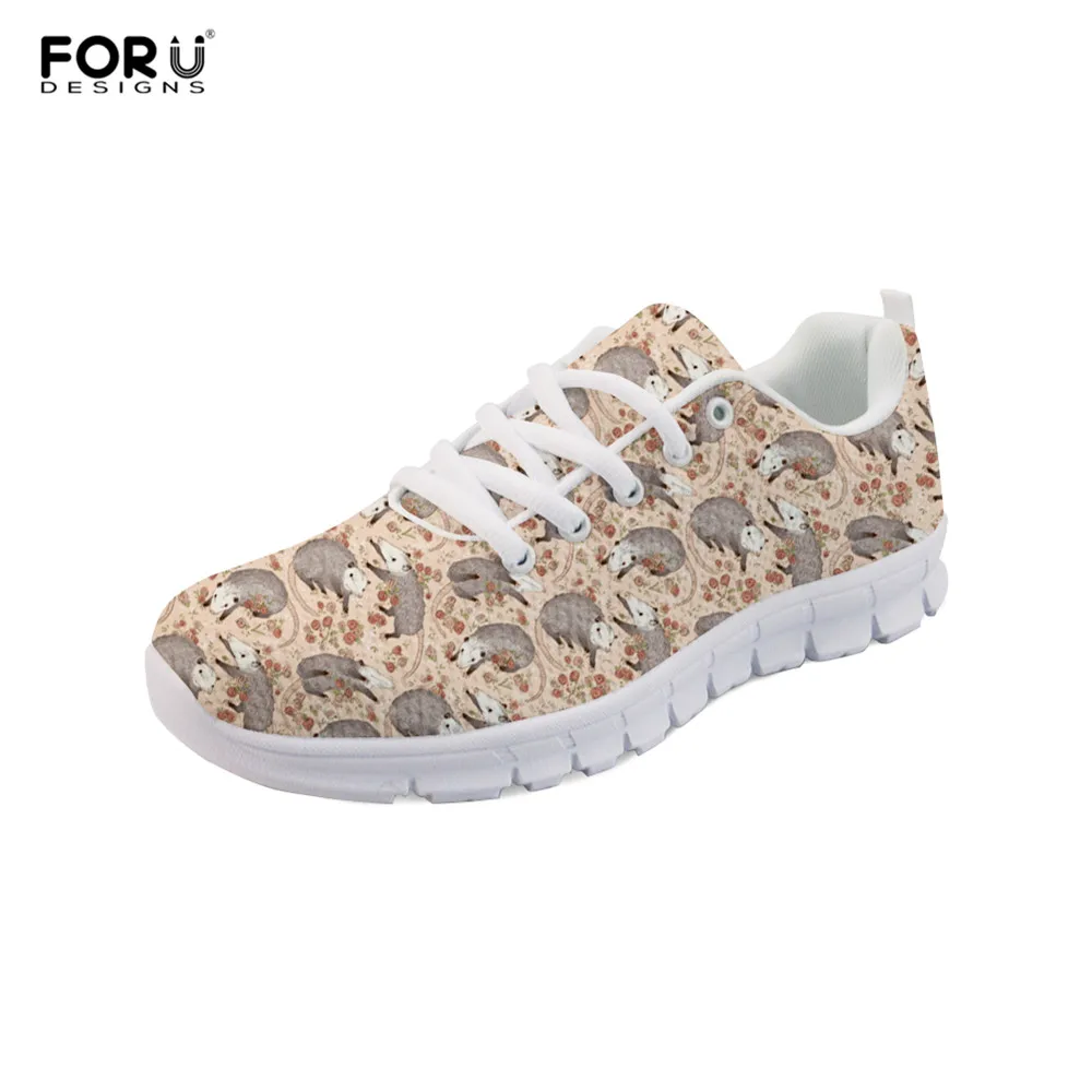 

FORUDESIGNS 3D Opossum and Roses Brand Designer Women Flats Shoes Casual Comfortable Sneakers Shoes Woman Autumn Fashion Ladies