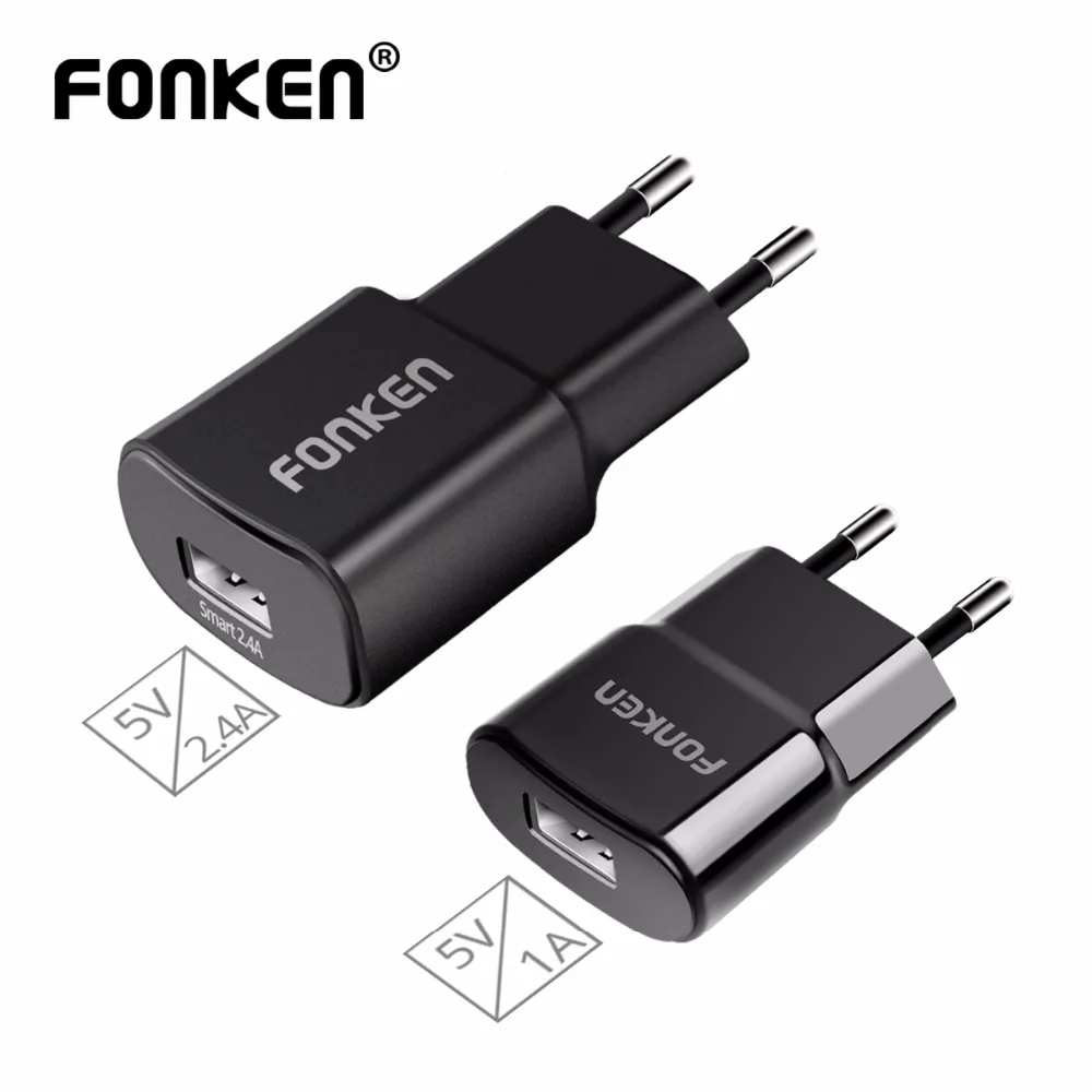 FONKEN 2.4A Смарт USB Зарядное устройство 5V 2A 1A телефон Зарядное устройство Универсальная настенная Зарядное устройство быстрой зарядки андроид мобильный заряд Мощность адаптер