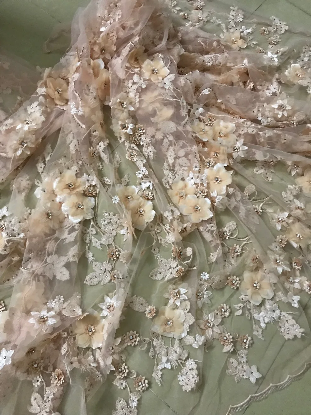 

French Net Lace Fabric SYJ-31310 with 3d flower african lace fabric with embroidery mesh nigerian tulle lace fabric