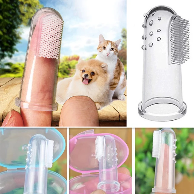 Silicone Pet Finger Toothbrush Super Soft Dog Teeth Clear Rubber Cat Massager Cleaning Tooth Brush Bad Breath Tartar Teeth Care 1
