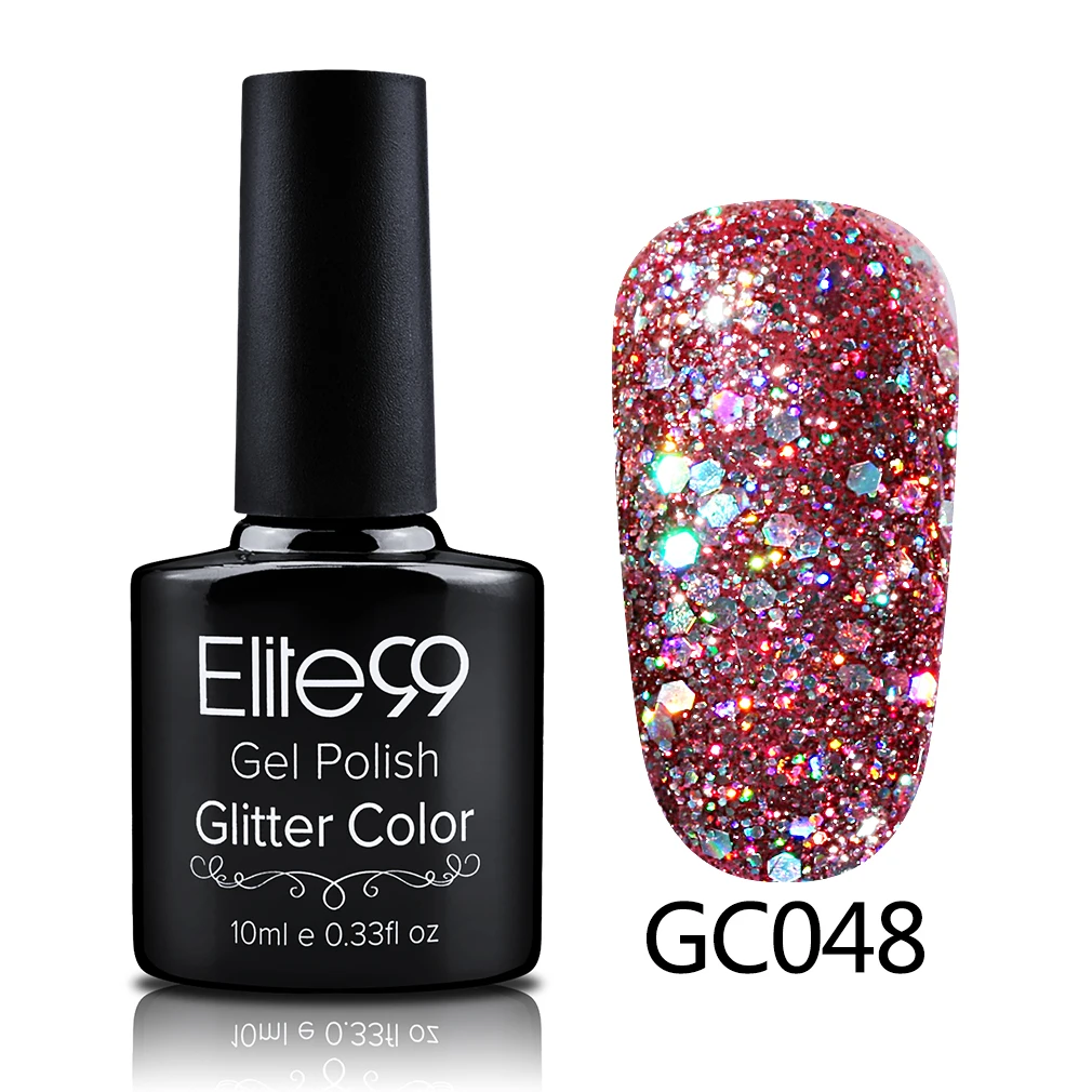 S-GC048 Elite99 10 мл Soak Off блёстки Блеск УФ гель лак Diamond для ногтей гель для ногтей с блестками красота направление Atr - Цвет: S-GC048