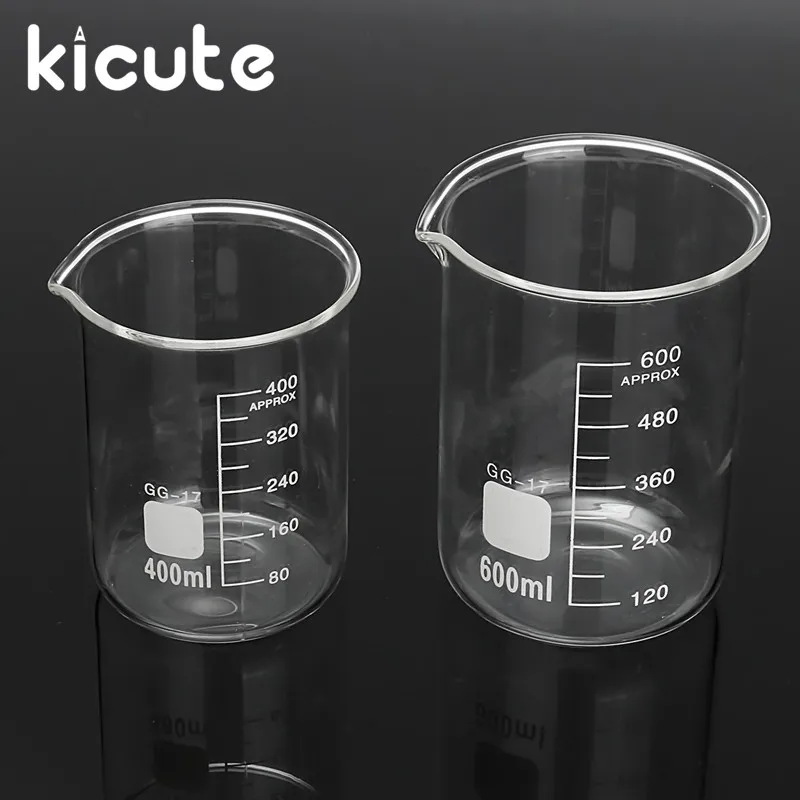 Kicute 2 шт./компл. Стекло Пробирки лабораторные 400 мл 600 мл окончил прозрачный боросиликатного Стекло Пробирки Лабораторные исследования Школы лабораторные материалы