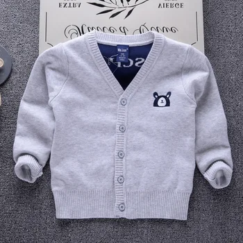 

Flocking Thicken Sweater Cardigans Boys Girls Winter Bear 2 Layers Thermal Kids Knitwear Coats V-neck Children's Jackets