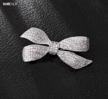 

Fashion Bow Micro Pave AAA Zircon Brooches Pins Scarves Cloth Accessories Women Bijoux Jewelry Gift NWLHR-2150006