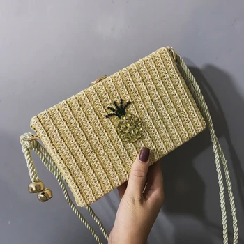 

New Small Bag Woman 2020 Autumn Fashion Weaving Ladies Straw Bag Girls Party Messenger Handbag High Quality Rattan Box Bag