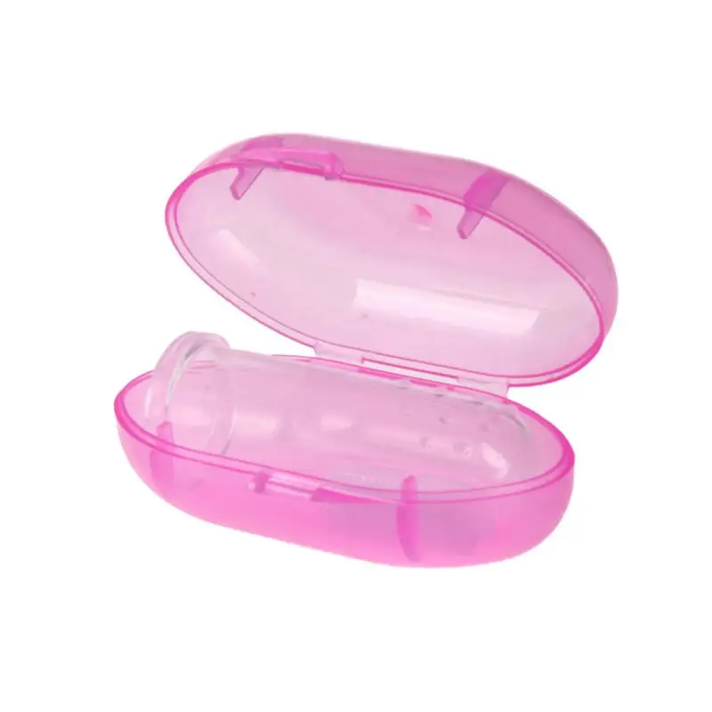 Детская зубная щетка палец с ребенком коробка для хранения здоровья и красоты Силиконовые здоровое молоко зубная щётка Чистка зубных протезов детские товары - Цвет: Pink