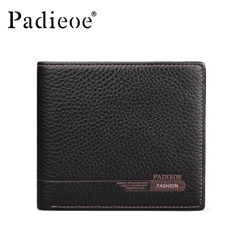 

Padieoe Genuine Leather Men Purse Short Wallets Male Clutch Money Wallet Male Real Leather Men's Portfolio Fashion Card Holder