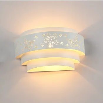 

LED simple modern fashion living room bed bedroom white mirror front wrought iron carved wall lamp lw531212py