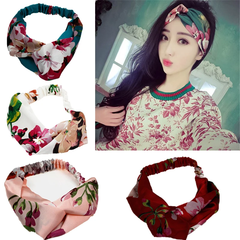 

M MISM New Women scrunchy Flora Handmade Headband Cute Dot Flower Turban Girls Scrunchy Hair band Headband Hair Accessories