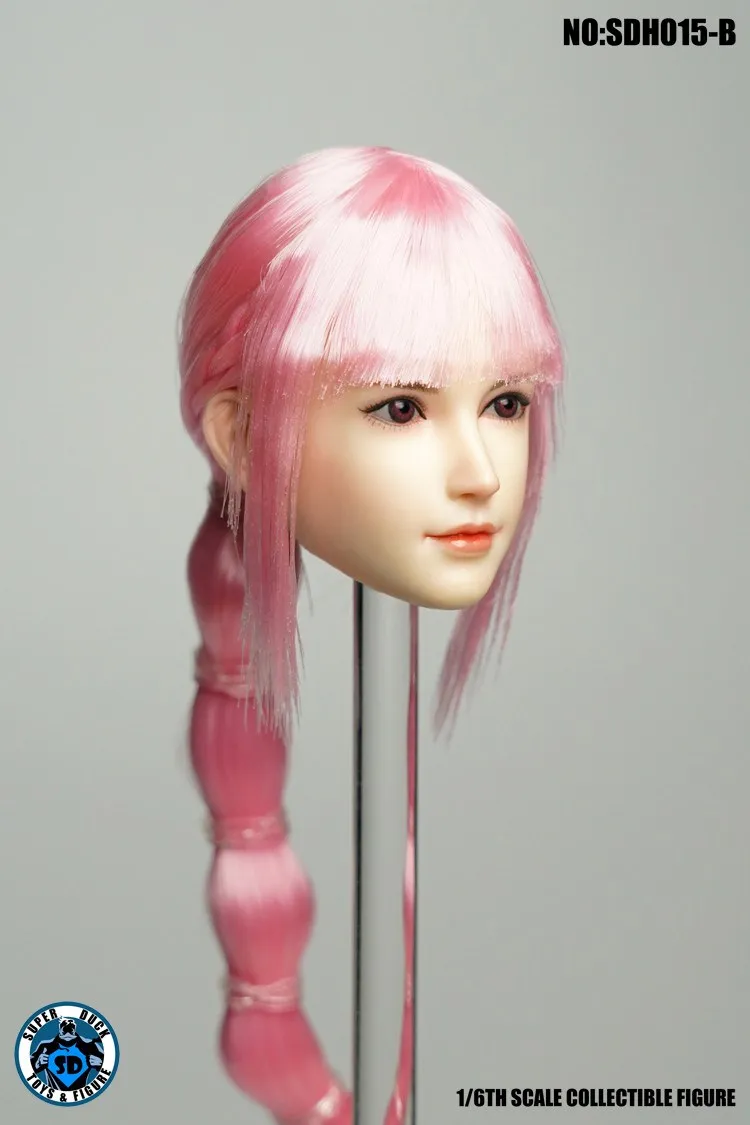 SUPER DUCK 1//6 SDH015 Pale Female Head Carving Black Hair Head Model F 12/'/' Body