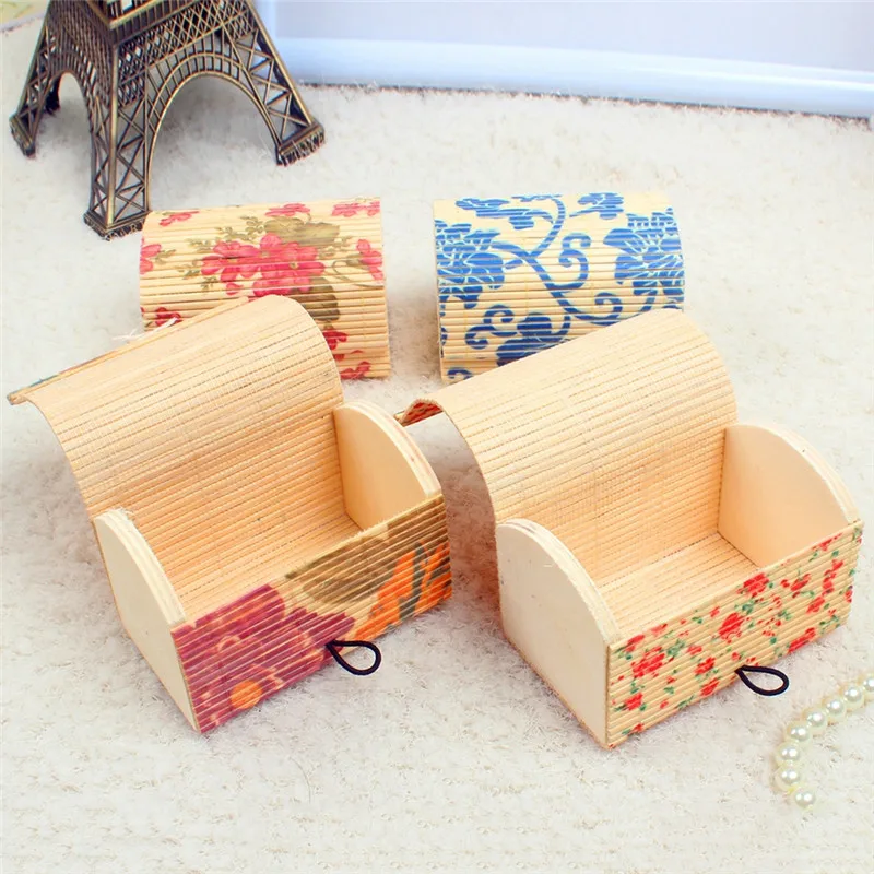 Новый Дизайн серьги ручной работы Дисплей бамбука Деревянный чехол для хранения ювелирных изделий Организатор Box подарки для Для женщин