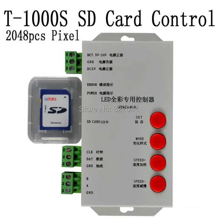 

free shipping DMX512 original T1000S SD card for WS2801 WS2811 LPD6803 led pixel controller full color 2013 DC5V-24V