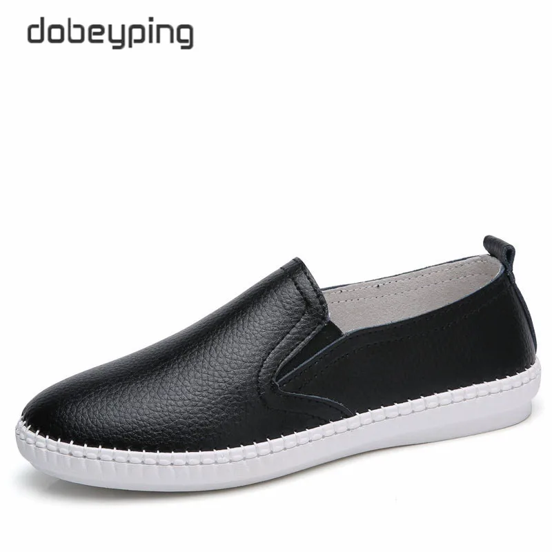 

dobeyping 2018 New Spring Summer Casual Shoes Woman Genuine Leather Flats Women Shoes Slip On Women's Loafers Solid Female Shoe