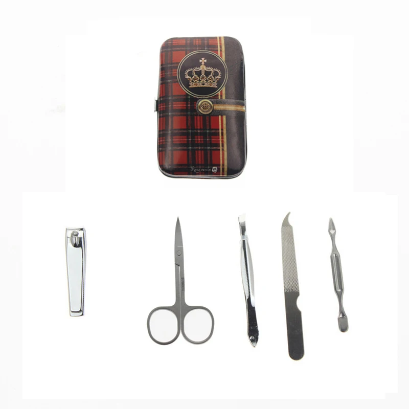 

5Pcs/Set Fast Shipping Imperial Crown Printed Torno Manicura Y Pedicura Manucure Manicure Set Travel Grooming Kit