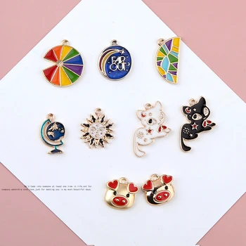 

New style alloy drop oil geometry rounds/semicircle/cats/pig head shape floating locket charms diy jewelry earring pendants