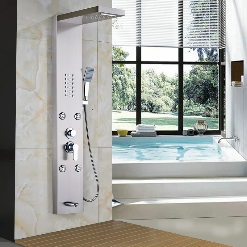 Shower Panel Column Body Massage Jets with ABS Handheld Shower Nickel