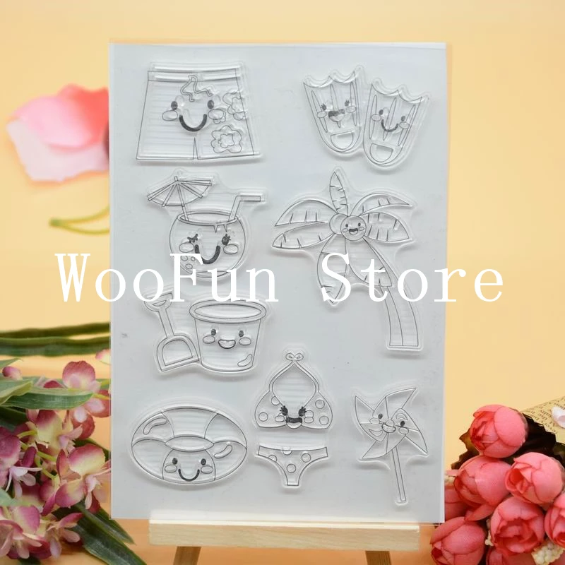 

Summer Beach Rubber Clear Stamp for Card Making Decoration and Scrampbooking Happy birthday Clear stamp