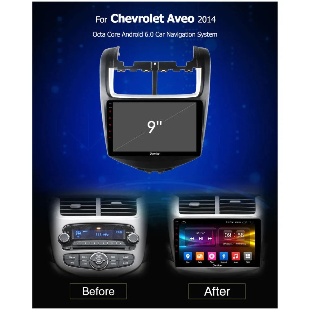 Discount 9" IPS Android 9.0 Octa 8 Core 4G+32G Car DVD Player For Chevrolet Aveo 2014 2015 2016 2017 2018 GPS Radio Stereo DSP CarPlay 1