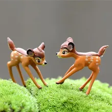 2pcs/lot PVC Mini Deers Fairy Garden Miniatures Home Decor Anime Dollhouse Animals Action Bambi Figurine Micro Landscape E360