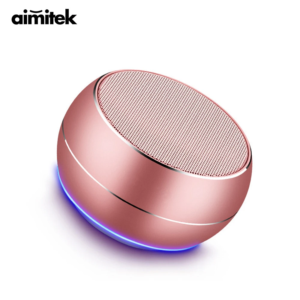 

Aimitek Metal Mini Bluetooth Speaker LED Light Portable Subwoofer Speakers Support AUX TF Card FM MIC Handsfree 8hrs Music Play